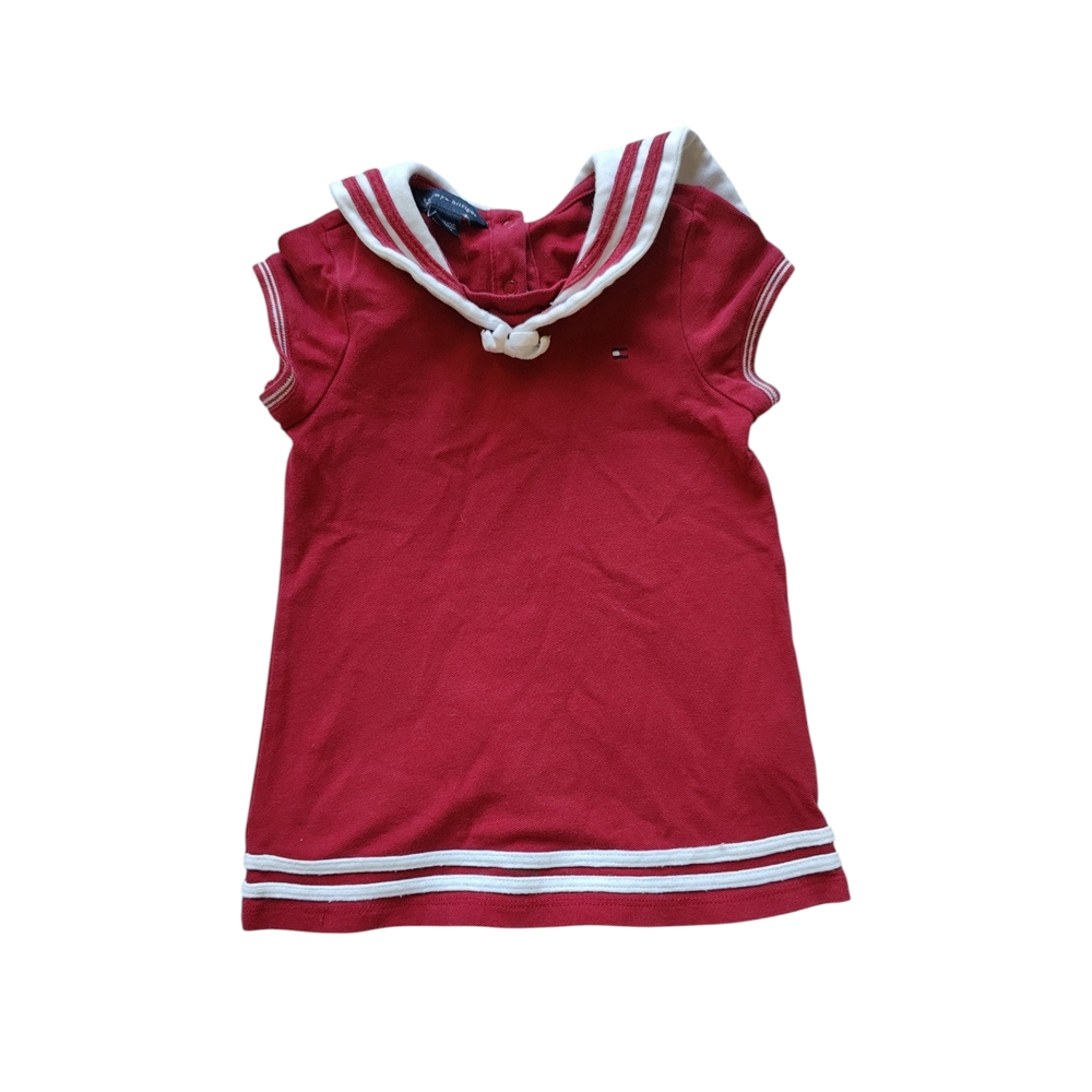 Baby‎ 6-12 Months Tommy Hilfiger Dark Red Sailor Collar Dress